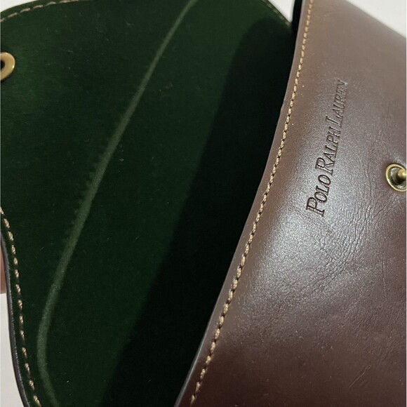 Ralph Lauren Brown Button Leather Eyeglasses Sunglasses Case Travel Belt Loop - Picture 6 of 10